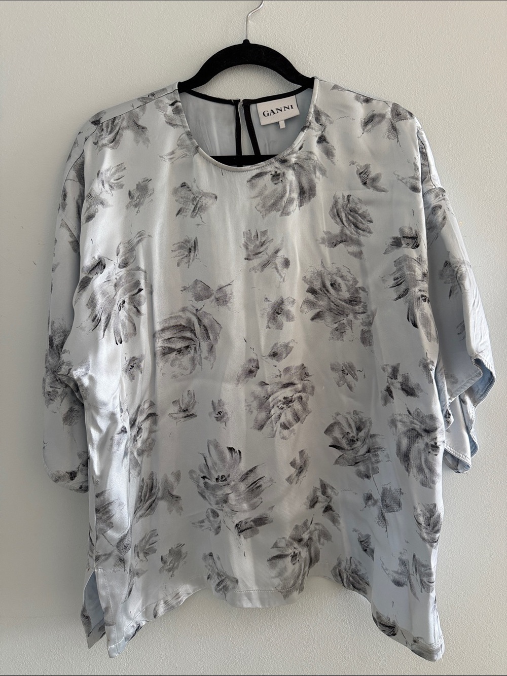 Ganni Satin Floral Blouse